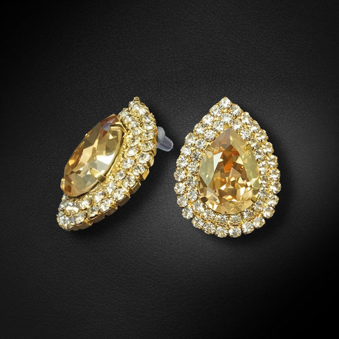 Auskarai "Jasmīnas (Auksinė Šešėlis)" su Swarovski™ kristalais